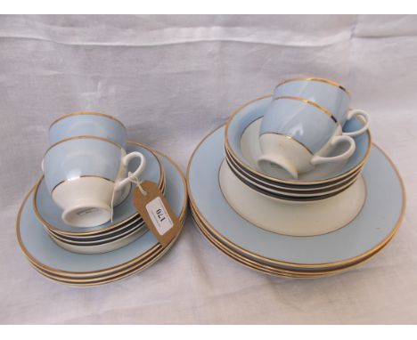 Unused 4 piece light blue and gilt ground Doulton tea and dinner set (20 pieces)