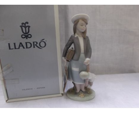 Lladro figure of a schoolgirl carrying a satchel' Autumn' (Number 5218)
