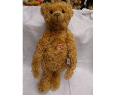 Early brown Steiff teddy bear with black eyes (23" tall)