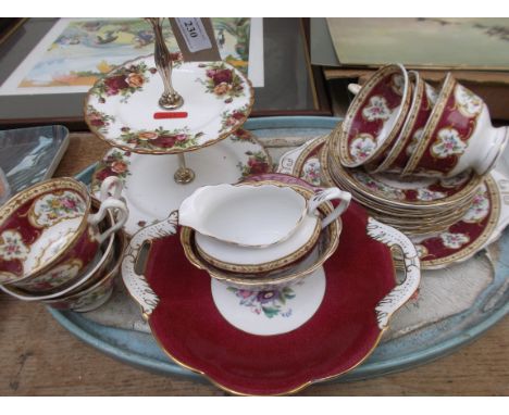 Selection of Royal Albert Crown china ' Lady Hamilton' pattern, 6 place setting complete (chip to sugar basin), Royal Albert 