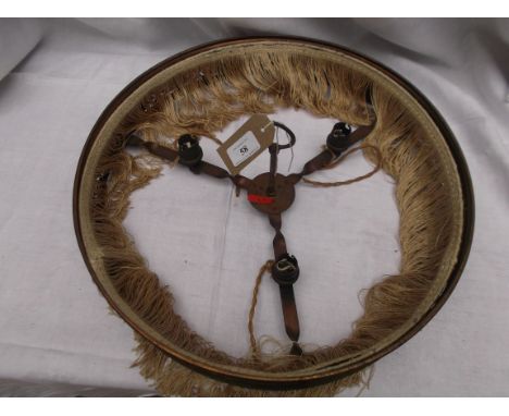 Large circular brass Art Deco ceiling light with decorative gold tasselled fringe