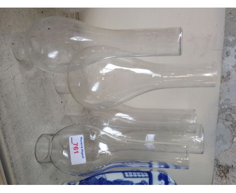 5 GLASS OIL LAMP CHIMNEYS K5