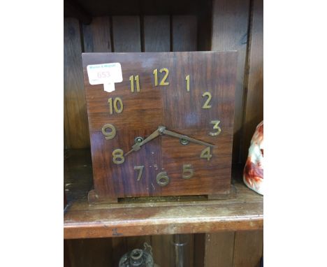 ART DECO WOODEN MANTEL CLOCK     