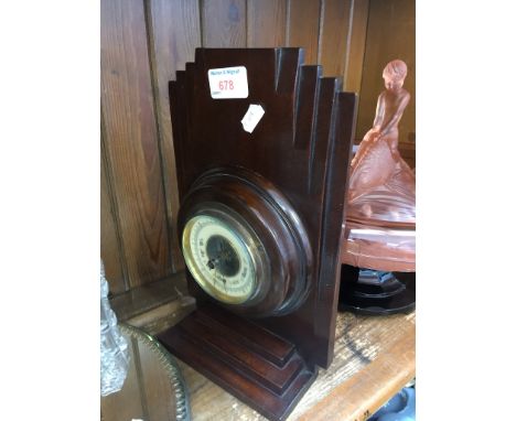 ART DECO WOOD FRAME BAROMETER