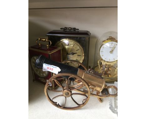 CANNON LIGHTER AND THREE CLOCKS     G4
