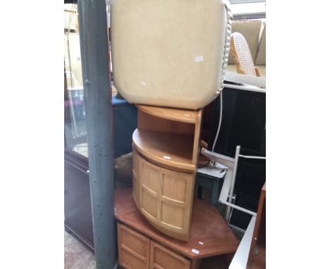 2 TEAK UNITS AND A POUFFE