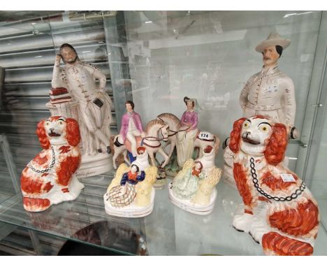 Staffordshire pottery equestrian and other figures to inclue Baden-Powell and Shakespeare