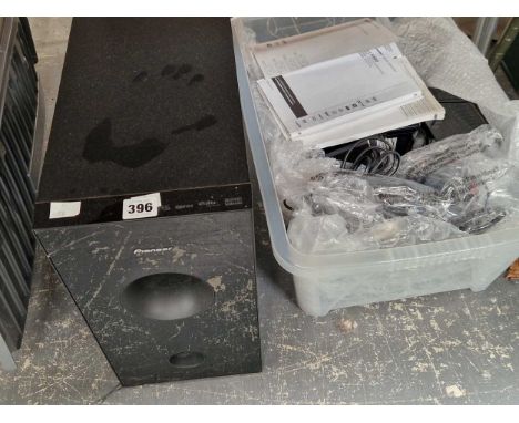 A Pioneer surround sound system with a speaker