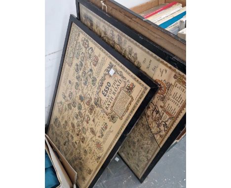 Three Esso framed map prints. 