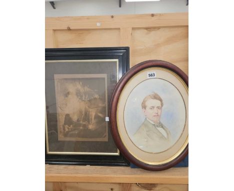 ENGLISH SCHOOL (LATE 19TH/EARLY 20TH CENTURY), PORTRAIT OF A YOUNG MAN, WATERCOLOUR, OVAL, 22 x 27cm, TOGETHER WITH A VINTAGE