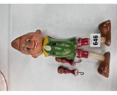 An unusual alloy and celluoid Pinocchio puppet. 