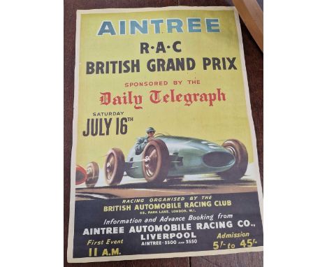 A vintage style Aintree R.A.C British Grand Prix poster. 