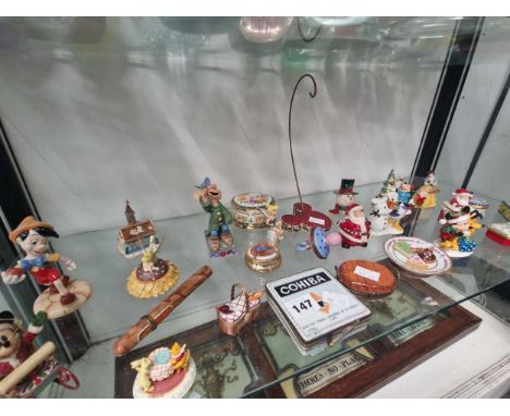 Disney character, enamel and porcelain miniature boxes
