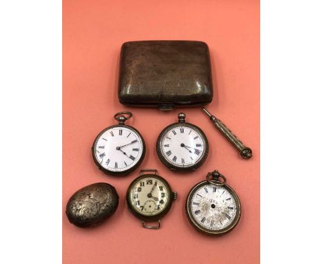 A georgian silver oval snuff box, no hallmarks, sponsor to interior I.A below coronet?, together with a a fine silver fob wat