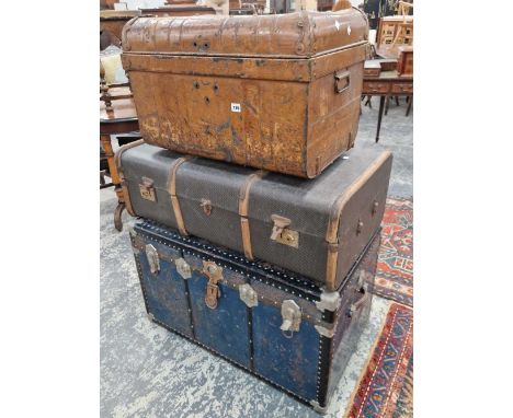 Three vintage cabin trunks. 