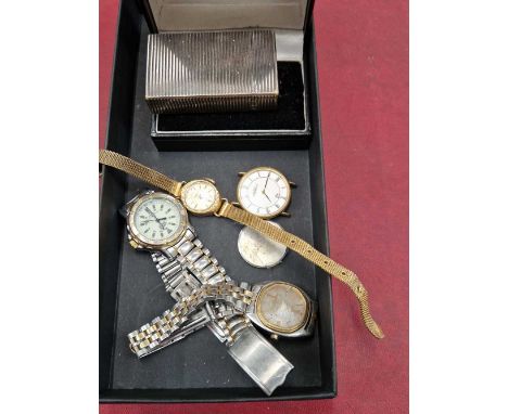 A silver Dupont lighter, together with a small amount of wrist watches. 