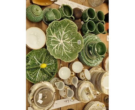 Cabbage leaf plates and mugs together with a Noritake part tea set
