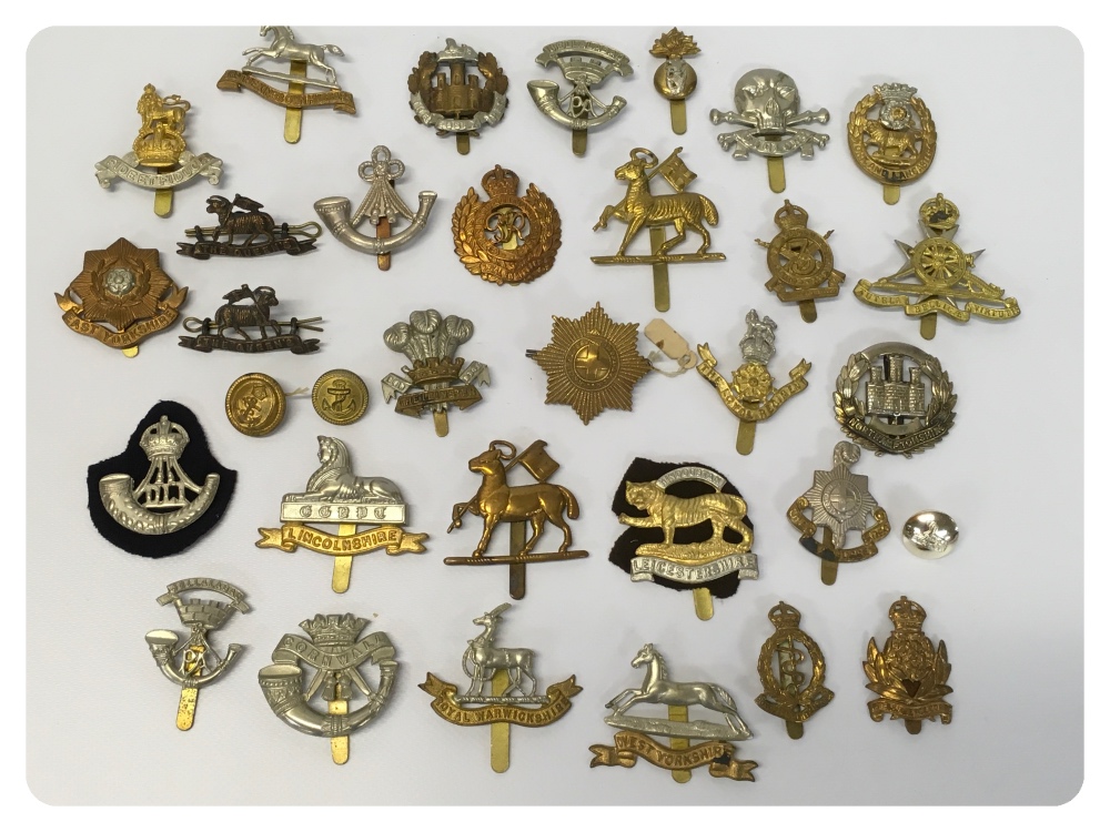 25 ASSORTED BRITISH MILITARY CAP BADGES