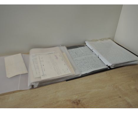 Two folders of German and British WWII period Ephemera including German Killed in Action letter, British Discharge Certificat