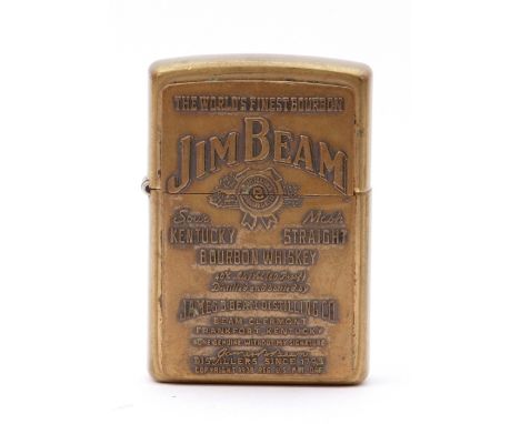 Vintage JIM BEAM ZIPPO LIGHTER, 5.5 x 3cm, the base marked "Zippo" "Bradford. PA" (Made in USA)   