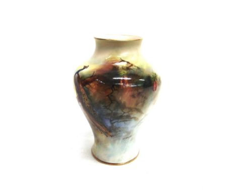 A ROYAL WORCESTER VASE PAINTED WITH A PHEASANT  signed 'F J Bray', puce printed mark with date code for 1906 and shape 2491, 