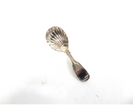 A WILLIAM IV SILVER CADDY SPOON  by Mary Chawner, London 1836, the fluted oval bowl to a fiddle and thread handle, 10.5cm lon