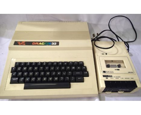 Dragon 32 games console S/N 00854, Crystal Sound CPR 516, compo deck, data recorder. P&P Group 3 (£25+VAT for the first lot a