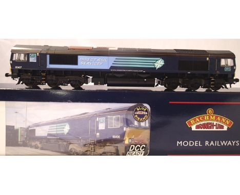 Bachmann 32-731 class 66 diesel, 66407, Direct Rail Services, blue, excellent condition, box with storage wear. P&amp;P Group