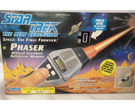 Star Trek Next Generation, Final Frontier, Phaserm Starfleet defence weapon, lights and sound. Appears as new, boxed. P&amp;P