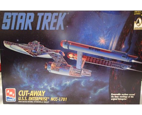 AMT plastic kit, USS Enterprise, cutaway model, 1/650 scale, appears complete, unstarted/unchecked. P&amp;P Group 1 (£14+VAT 