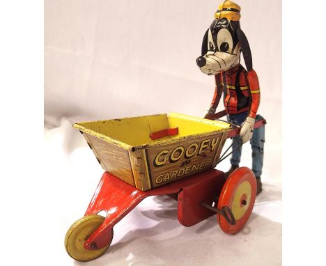 Vintage Marx Toys, Great Britain, Goofy The Gardener, tinplate clockwork toy, working, some marks etc, 20 cm. P&amp;P Group 1