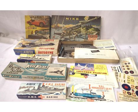 Airfix Rotodyne, appears complete and another unboxed and unchecked, HMS Cossack, Keil Kraft wood/tissue kit for Skyray, unch