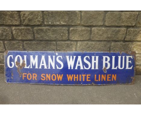 A Colman's Wash Blue rectangular enamel sign, 62 x 16".