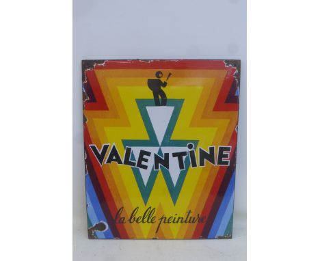 A French enamel sign advertising 'Valentine - la belle peinture', 19 x 23".