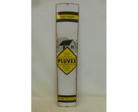 A Pluvex roof felt narrow enamel sign, 7 x 36".