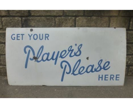A Player's Please rectangular enamel sign, 56 x 28".