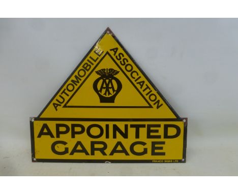 An enamel sign advertising AA 'Appointed Garage', in good condition, but believed to be of recent manufacture, 13 x 11".