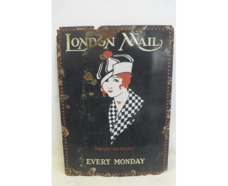 A rectangular pictorial enamel sign advertising London Mail 'Smart as Paint', 20 x 28".