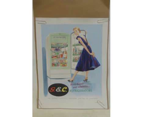 A G.E.C. Refridgerators 1950s poster, 17 1/2 x 22 1/2".