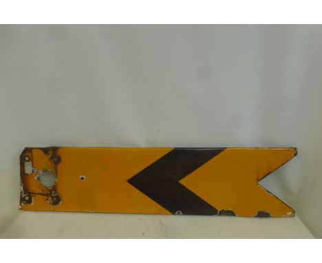 A yellow and black enamel signal arm, 48 x 12".