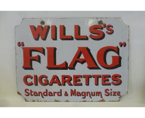 A Wills's Flag/Gold Flake Cigarettes double sided shaped enamel sign, in excellent condition, 24 x 18". 
