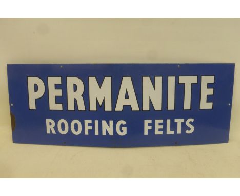 A Permanite Roofing Felts rectangular enamel sign with good gloss, 30 x 11".