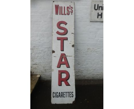 A large Wills's 'Star' Cigarettes rectangular enamel sign, 19 1/2 x 88".