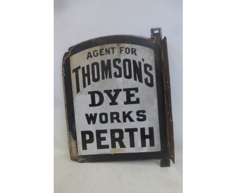 A Thomson's Dye Works of Perth double sided enamel sign with hanging flange, 16 x 22".