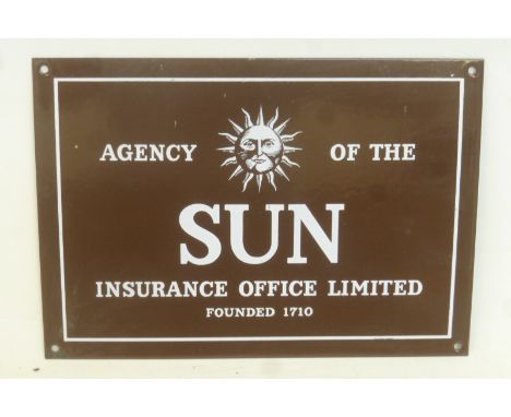 A small Sun Insurance Office Limited Agency enamel sign, 12 x 8 3/4".