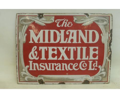 A Midland & Textile Insurance Co. Ltd. rectangular enamel sign by Patent, 16 x 12". 