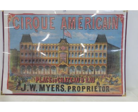 A Cirque America poster printed by Stafford & Co., Nottingham, 39 1/2 x 27 1/2".