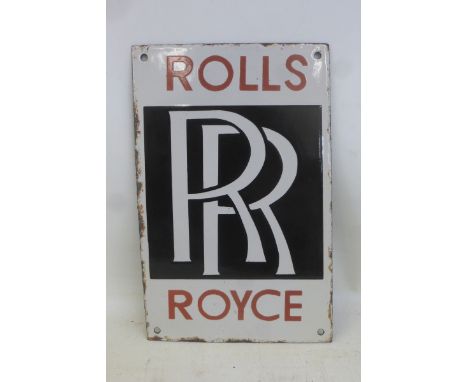 A small enamel sign advertising Rolls-Royce, believed to be of more recent manufacture, 7 x 11".
