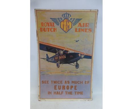 AFTER CHARLES C. DICKSON - a Royal Dutch Air Lines advertising poster depicting a Fokker aeroplane in flight carrying passeng
