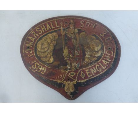 An early Marshall Son & Co. painted wooden sign, the design depicting Britannia, 17 1/2 x 14 3/4". 